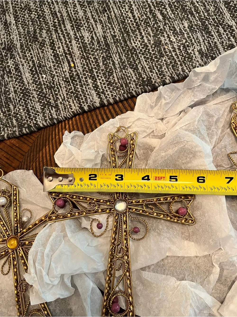 Dillard's Gold and Pink Cross Christmas Ornament Set - Set of 3